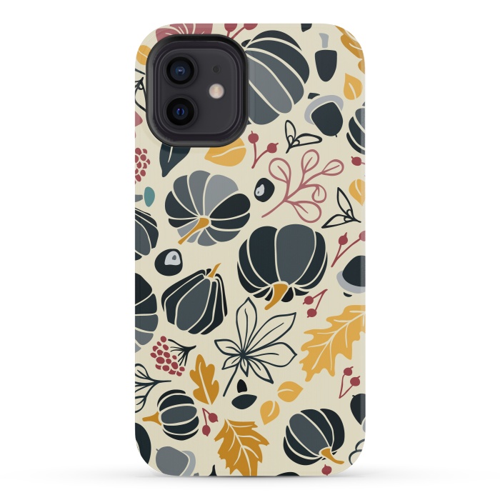 iPhone 12 mini StrongFit Fall Fruits in Navy and Yellow by Paula Ohreen