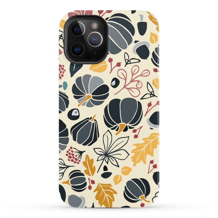 iPhone 12 Pro StrongFit Fall Fruits in Navy and Yellow by Paula Ohreen