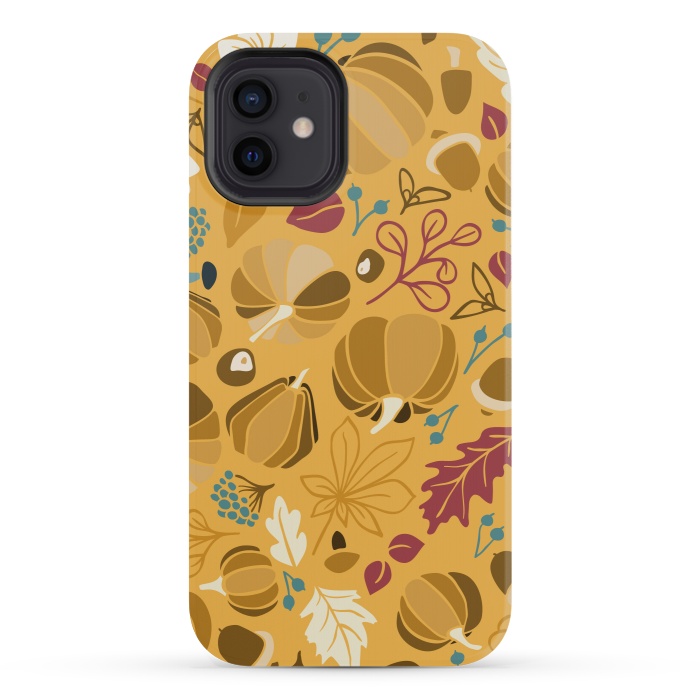 iPhone 12 mini StrongFit Fall Fruits in Mustard and Red by Paula Ohreen