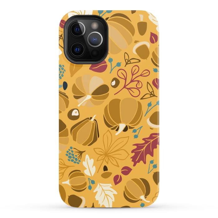 iPhone 12 Pro StrongFit Fall Fruits in Mustard and Red by Paula Ohreen