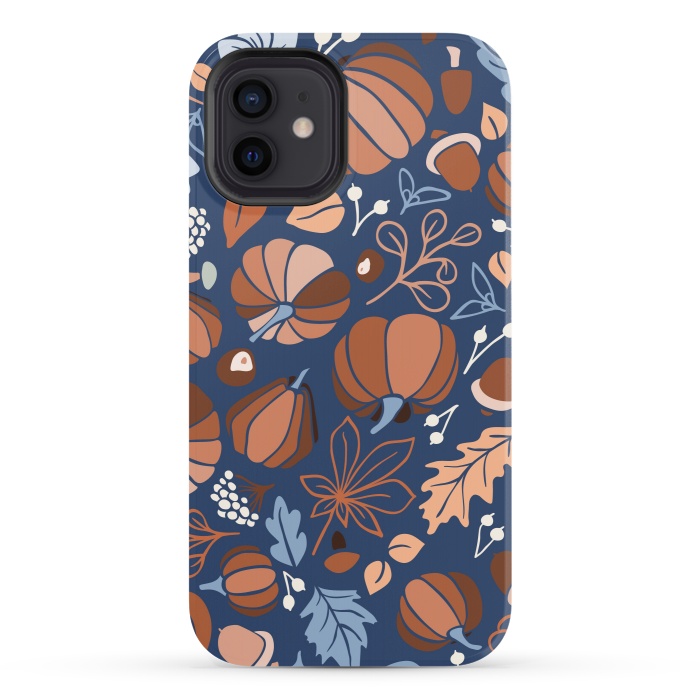 iPhone 12 StrongFit Fall Fruits in Navy and Orange by Paula Ohreen