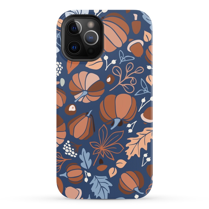 iPhone 12 Pro StrongFit Fall Fruits in Navy and Orange by Paula Ohreen