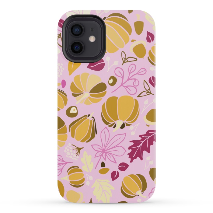 iPhone 12 mini StrongFit Fall Fruits in Pink and Orange by Paula Ohreen