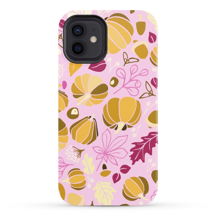 iPhone 12 StrongFit Fall Fruits in Pink and Orange by Paula Ohreen