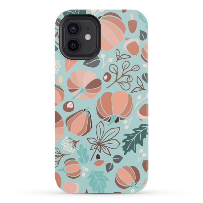 iPhone 12 mini StrongFit Fall Fruits in Mint and Orange by Paula Ohreen