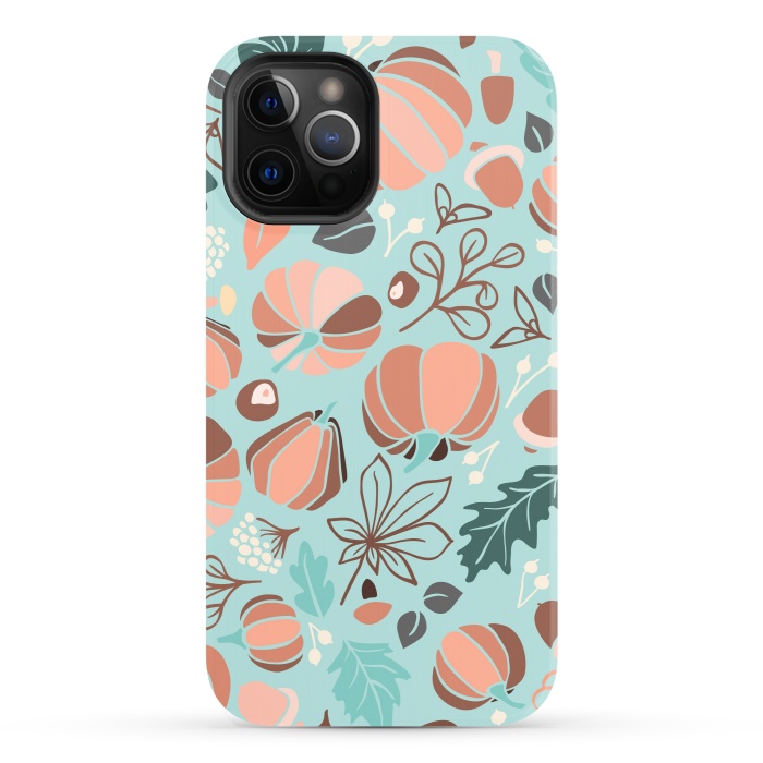 iPhone 12 Pro StrongFit Fall Fruits in Mint and Orange by Paula Ohreen