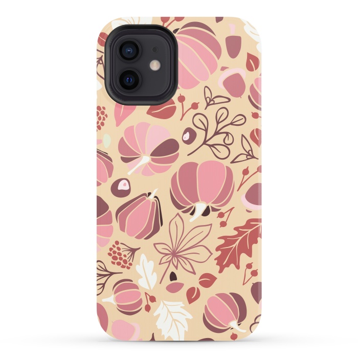 iPhone 12 StrongFit Fall Fruits in Cream and Pink by Paula Ohreen