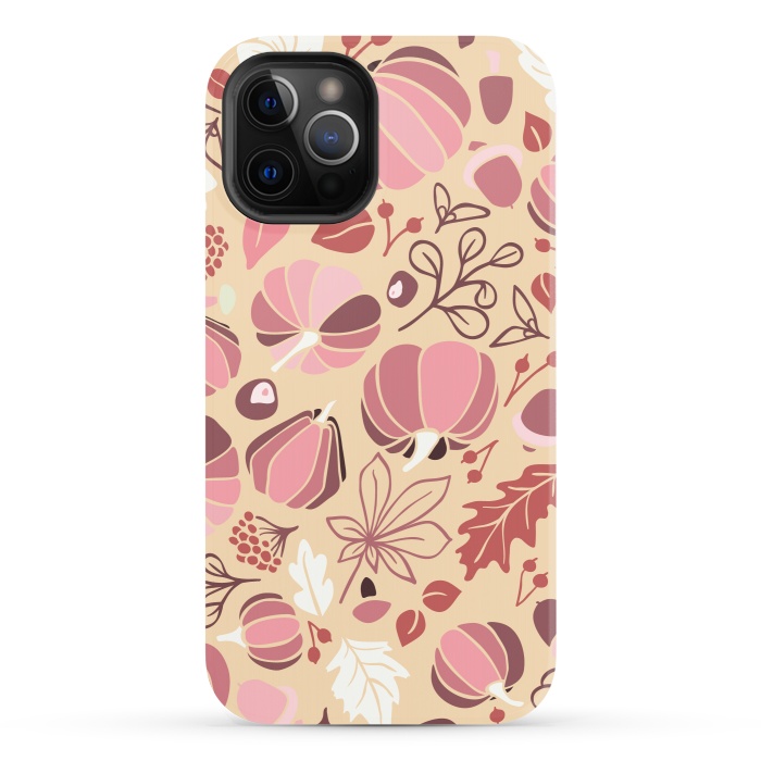 iPhone 12 Pro StrongFit Fall Fruits in Cream and Pink by Paula Ohreen