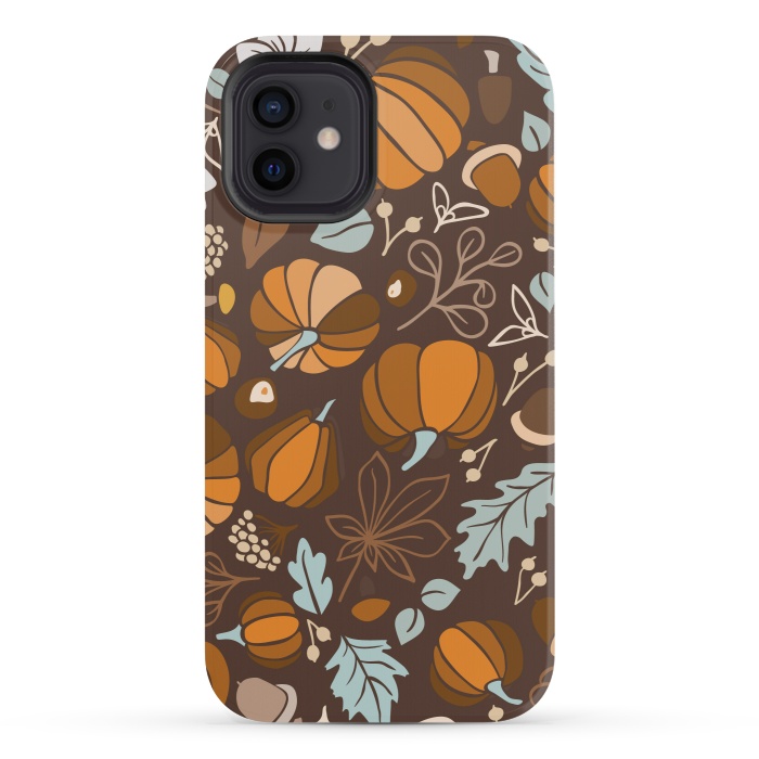 iPhone 12 mini StrongFit Fall Fruits in Brown and Mustard by Paula Ohreen