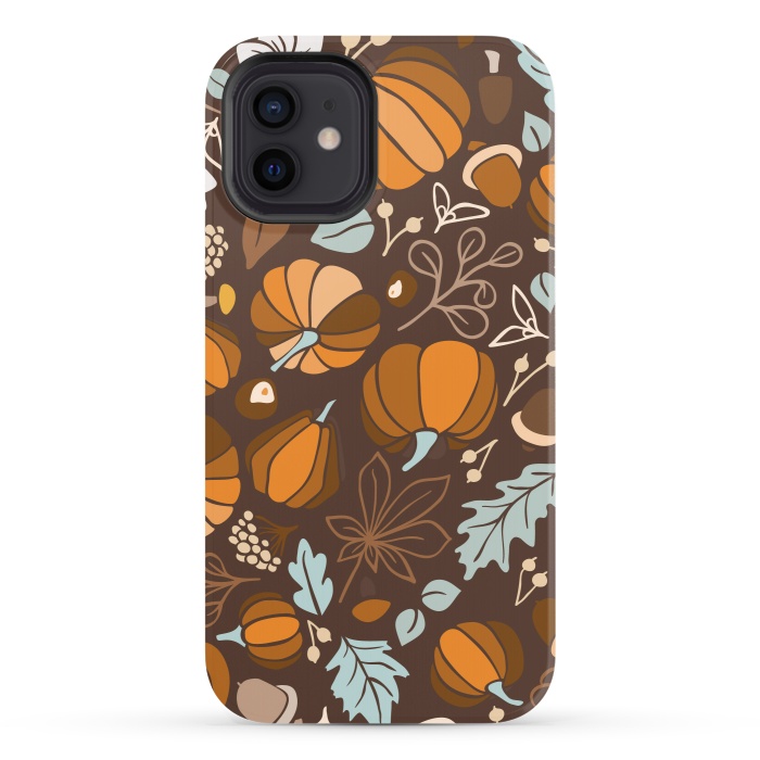 iPhone 12 StrongFit Fall Fruits in Brown and Mustard by Paula Ohreen