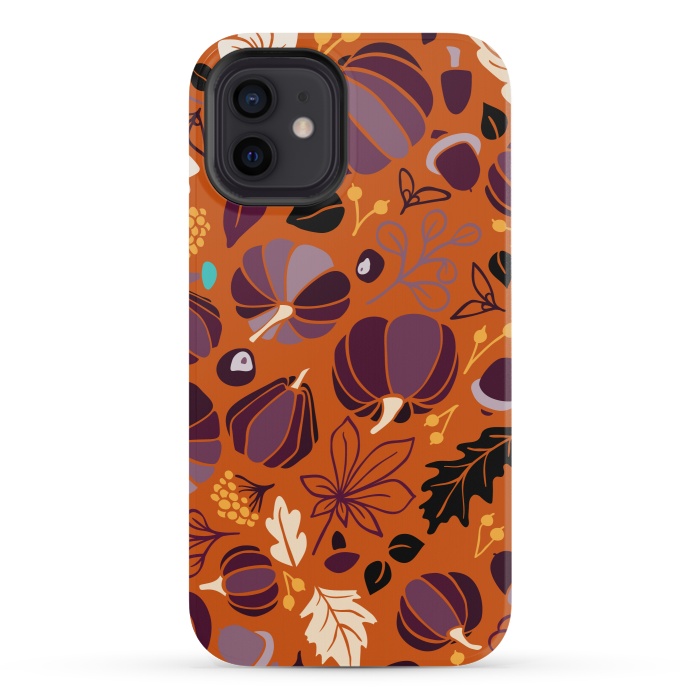 iPhone 12 mini StrongFit Fall Fruits in Orange and Purple by Paula Ohreen