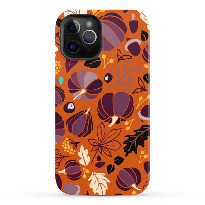 iPhone 12 Pro StrongFit Fall Fruits in Orange and Purple by Paula Ohreen