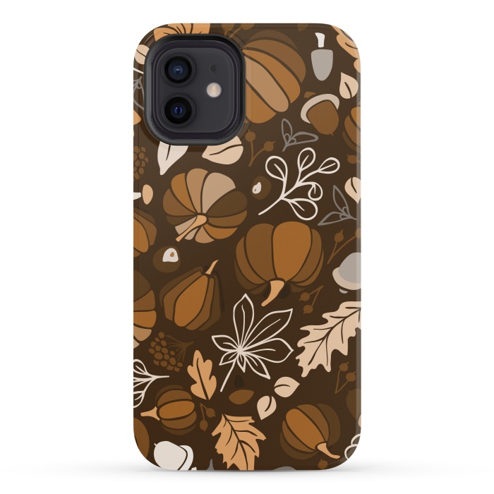 iPhone 12 mini StrongFit Fall Fruits in Brown and Beige by Paula Ohreen