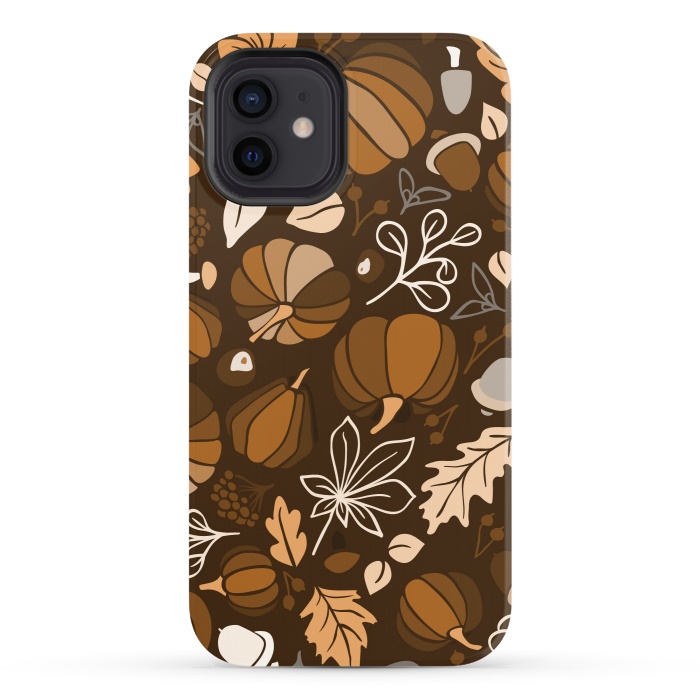 iPhone 12 StrongFit Fall Fruits in Brown and Beige by Paula Ohreen