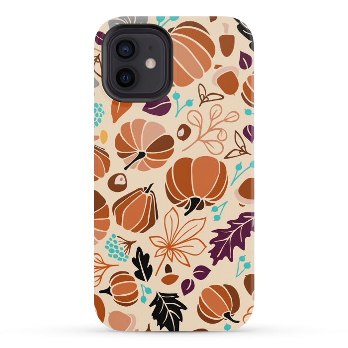 iPhone 12 mini StrongFit Fall Fruits in Cream and Orange by Paula Ohreen