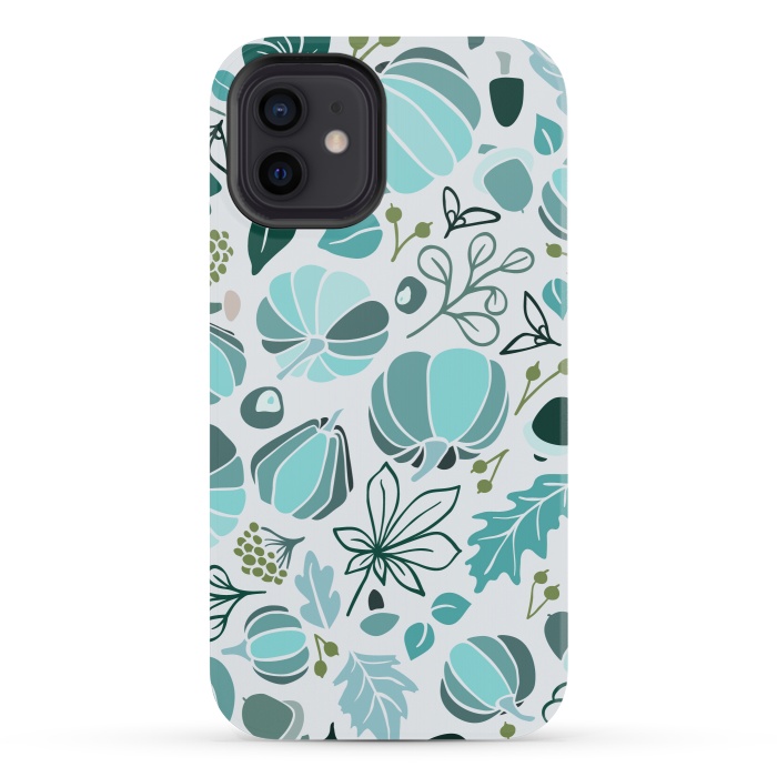 iPhone 12 mini StrongFit Fall Fruits in Blue and Green by Paula Ohreen