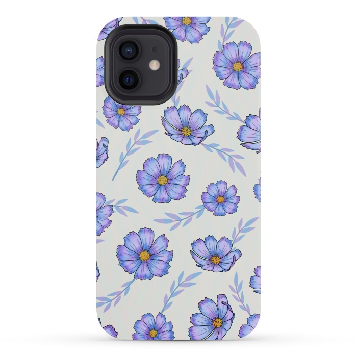 iPhone 12 mini StrongFit Purple blue flowers by Jms