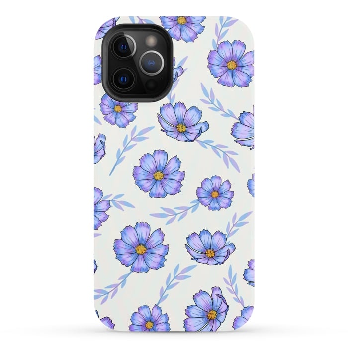 iPhone 12 Pro StrongFit Purple blue flowers by Jms