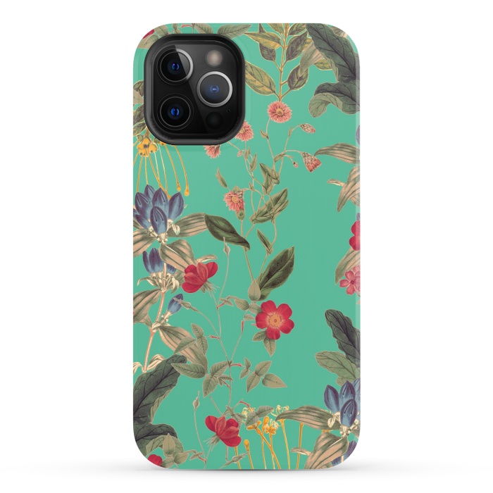 iPhone 12 Pro StrongFit Aqua Blooms by Zala Farah