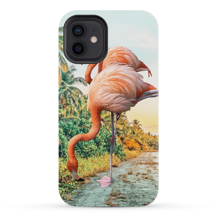 iPhone 12 mini StrongFit Flamingo Vacay by Uma Prabhakar Gokhale
