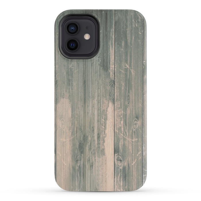 iPhone 12 mini StrongFit grey wood by haroulita
