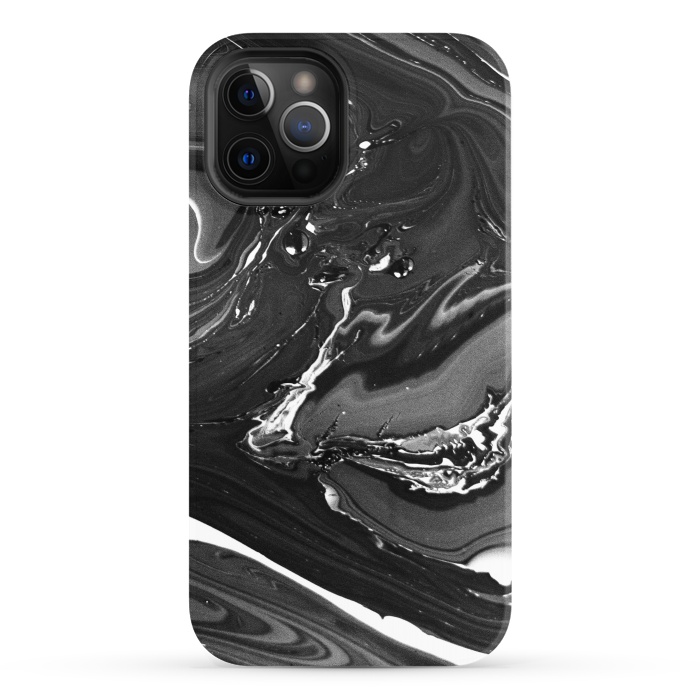 iPhone 12 Pro StrongFit black white minimal marble by haroulita