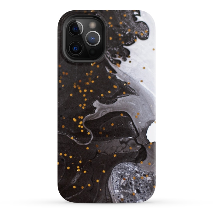 iPhone 12 Pro StrongFit glitter marble black white by haroulita
