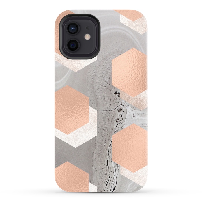 iPhone 12 StrongFit rose gold marble by haroulita