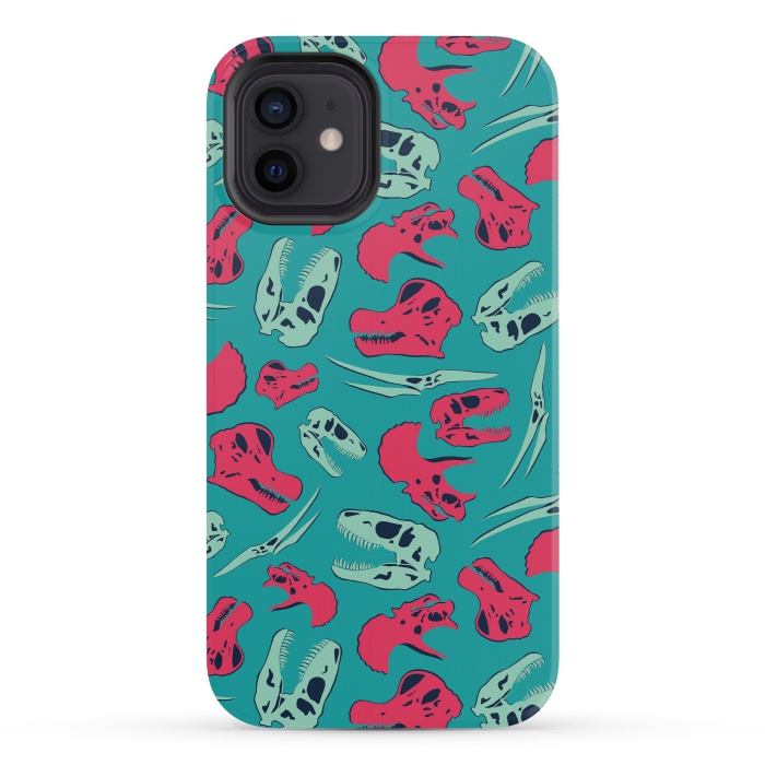 iPhone 12 mini StrongFit Skull Roll - Teal by Melissa Lee