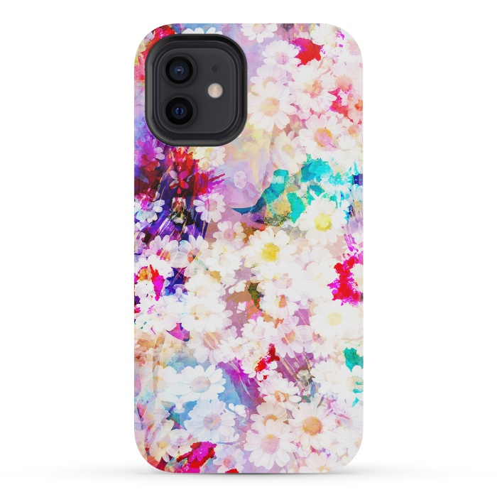 iPhone 12 mini StrongFit Colorful watercolor daisy petals by Oana 