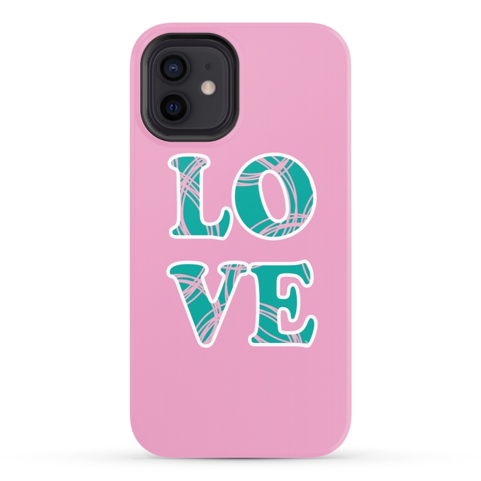 iPhone 12 StrongFit Pink Love Typo by Martina