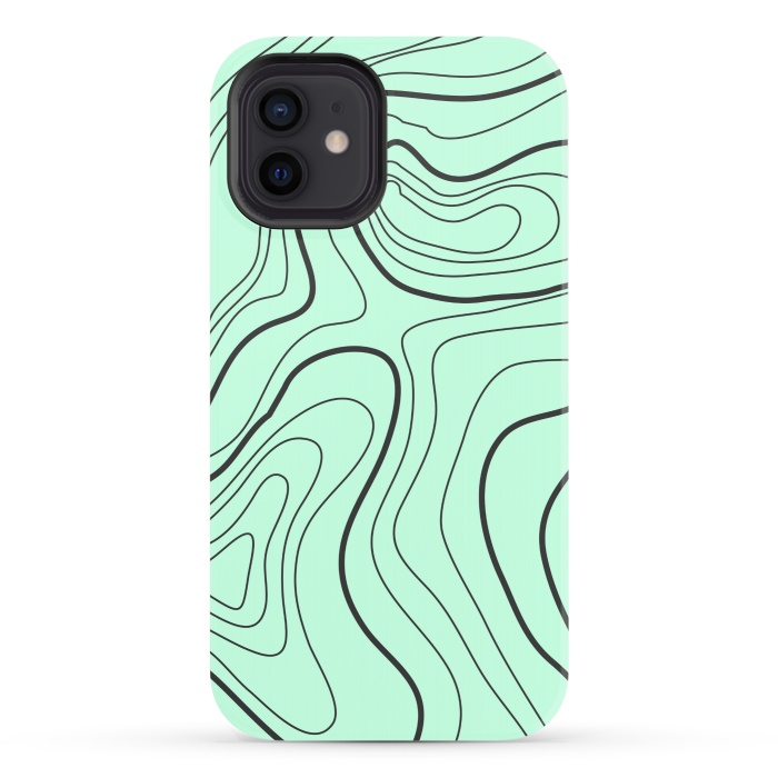 iPhone 12 StrongFit green abstract lines 2 by MALLIKA