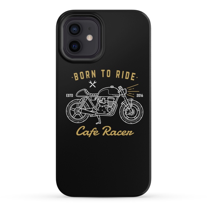 iPhone 12 mini StrongFit Born to Ride Cafe Racer by Afif Quilimo