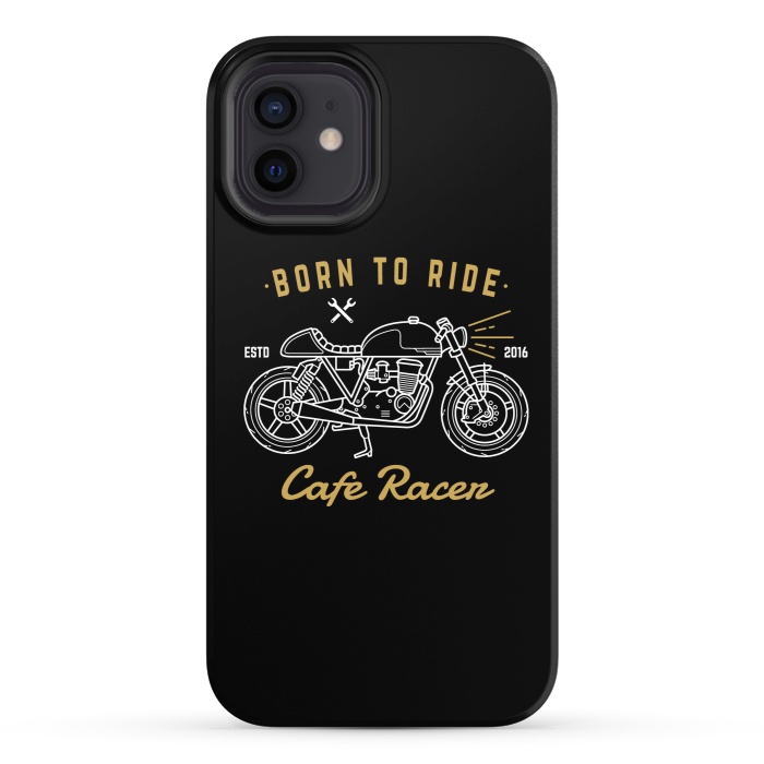 iPhone 12 StrongFit Born to Ride Cafe Racer by Afif Quilimo