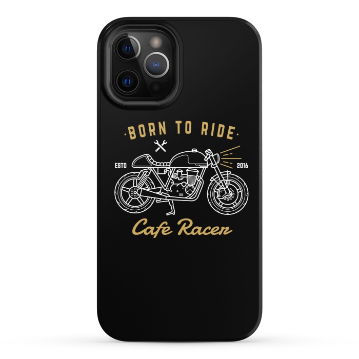 iPhone 12 Pro StrongFit Born to Ride Cafe Racer by Afif Quilimo