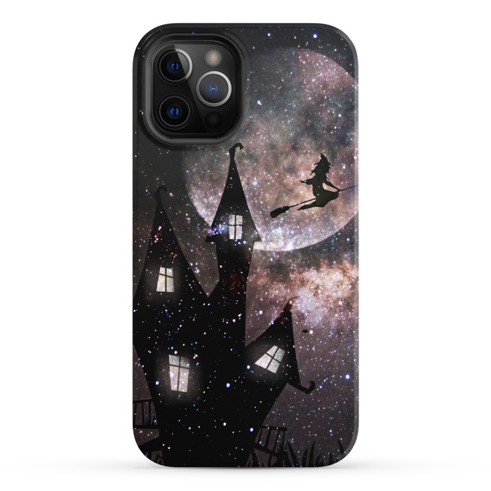 iPhone 12 Pro StrongFit Flying witch and dark house at night by Oana 