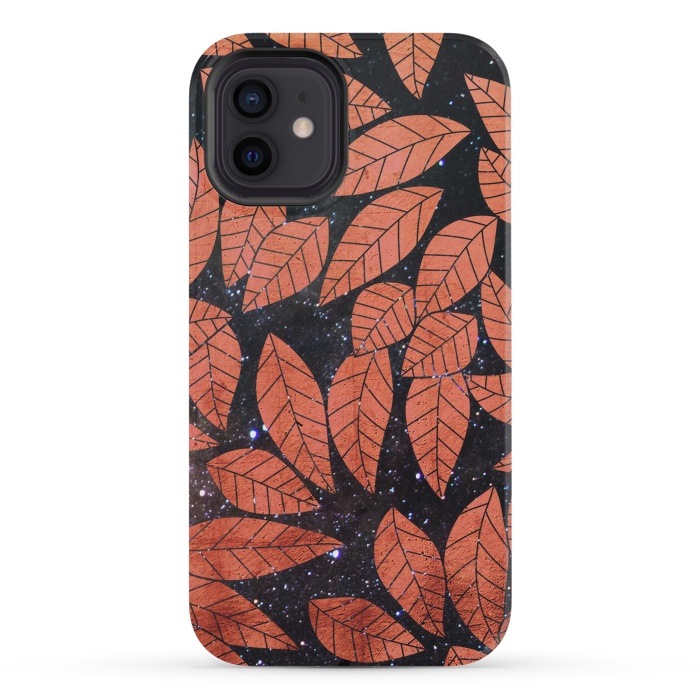 iPhone 12 mini StrongFit Rust autumn leaves pattern by Oana 