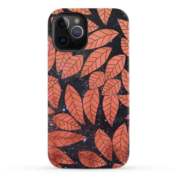 iPhone 12 Pro StrongFit Rust autumn leaves pattern by Oana 
