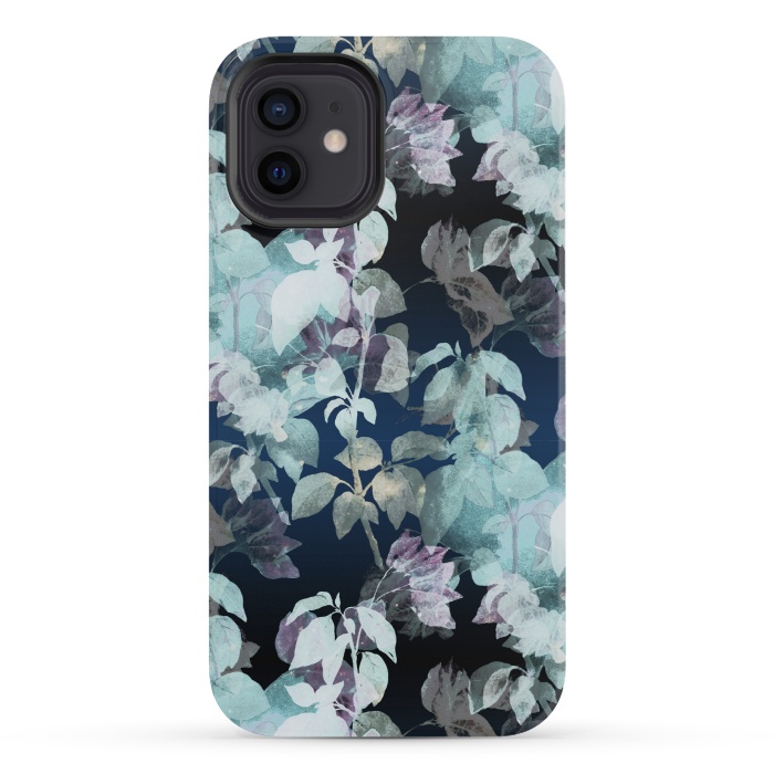iPhone 12 mini StrongFit Watercolor night garden pattern by Oana 