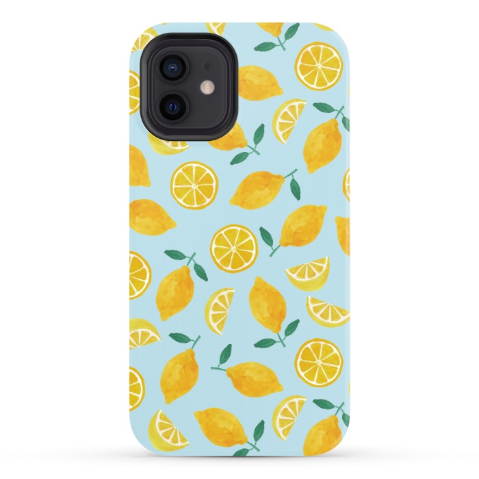 iPhone 12 StrongFit Watercolour Lemons by Tishya Oedit