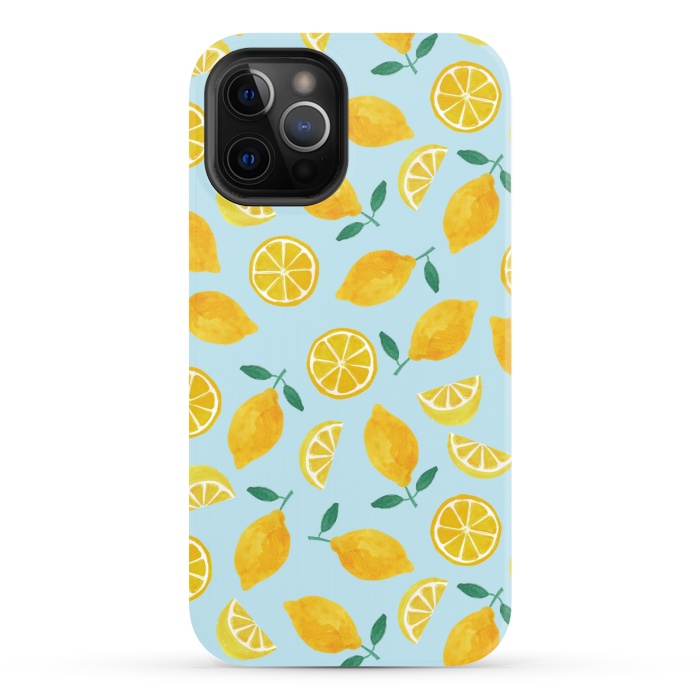 iPhone 12 Pro StrongFit Watercolour Lemons by Tishya Oedit