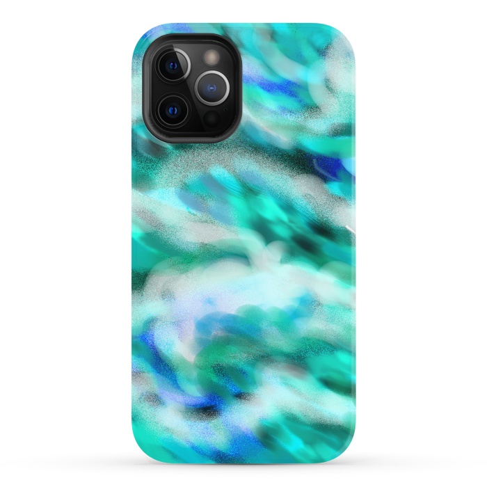 iPhone 12 Pro StrongFit Waves blue abstract art painting phone case by Josie