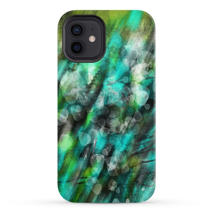 iPhone 12 StrongFit Blue green textured abstract digital art by Josie