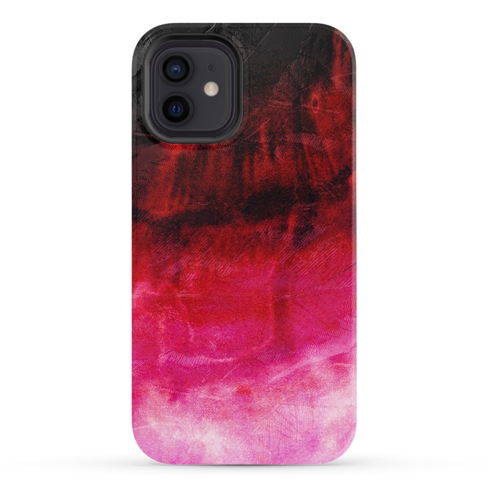 iPhone 12 StrongFit Red pink paint strokes abstract phonecase by Josie