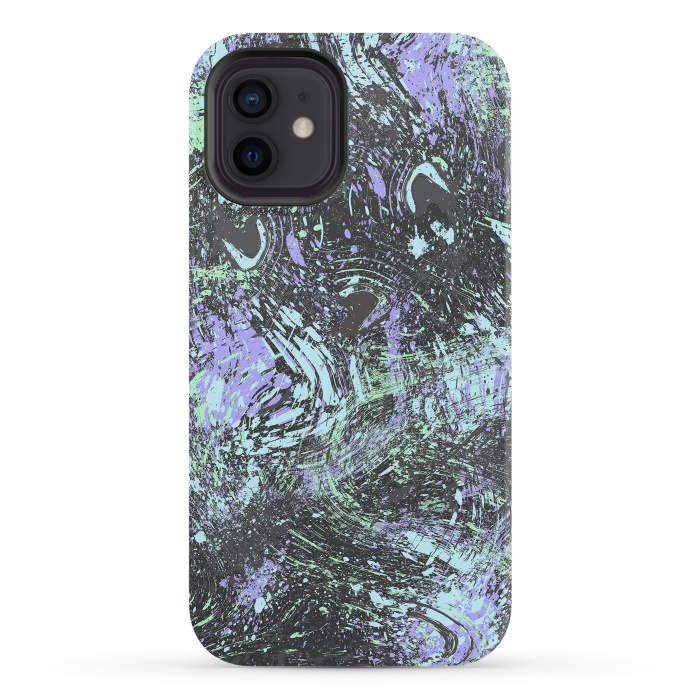 iPhone 12 StrongFit Dripping Splatter Purple Turquoise by Ninola Design