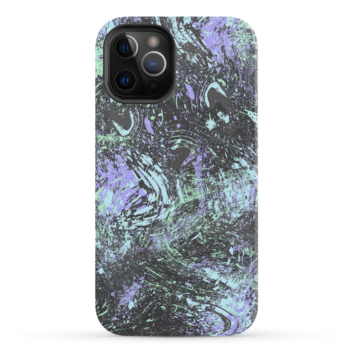 iPhone 12 Pro StrongFit Dripping Splatter Purple Turquoise by Ninola Design