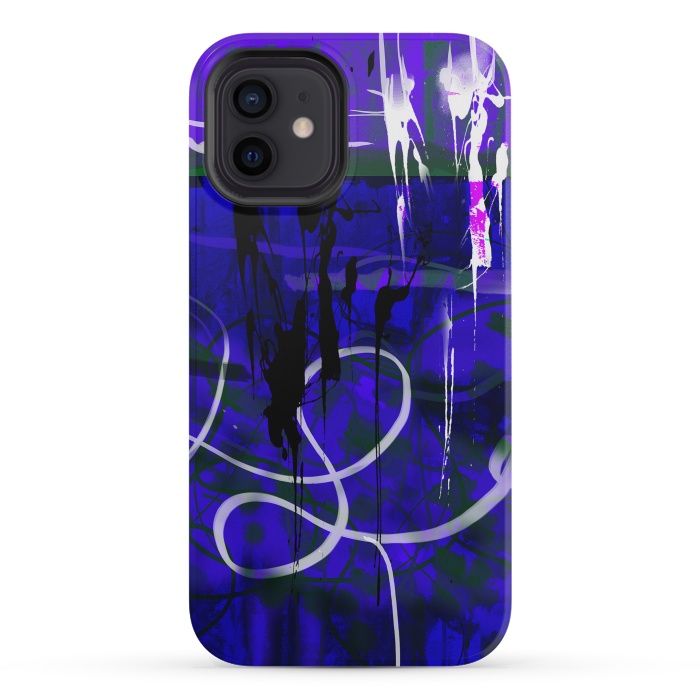 iPhone 12 mini StrongFit Blue paint strokes phone case by Josie