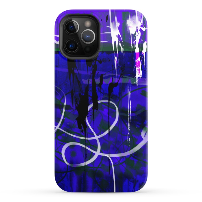 iPhone 12 Pro StrongFit Blue paint strokes phone case by Josie