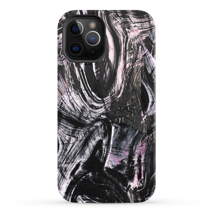 iPhone 12 Pro StrongFit Marble ink brushstrokes by Oana 