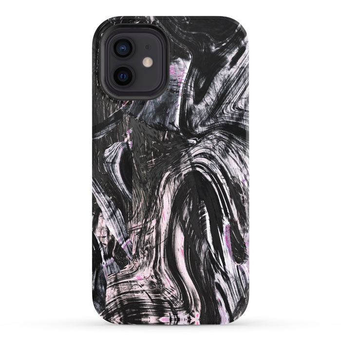 iPhone 12 StrongFit Tribal brushstrokes marble by Oana 